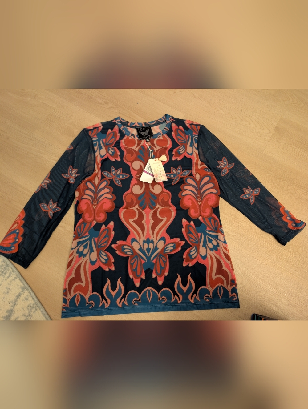 New XXL Johnny Was Jade kaia Ryland mesh Lined Long Sleeve top - Picture 3 of 5